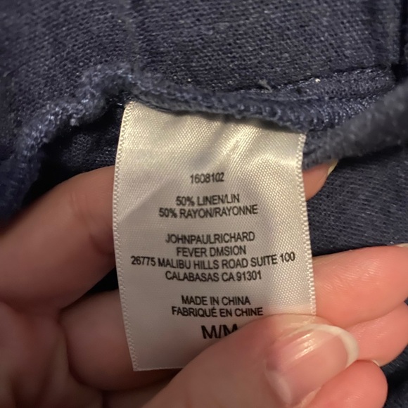 Linen blend Navy Blue Pants - Picture 3 of 6